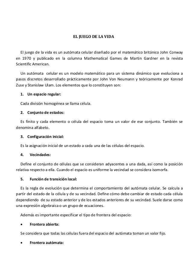 El Juego De La Vida Y Como Jugarlo Pdf